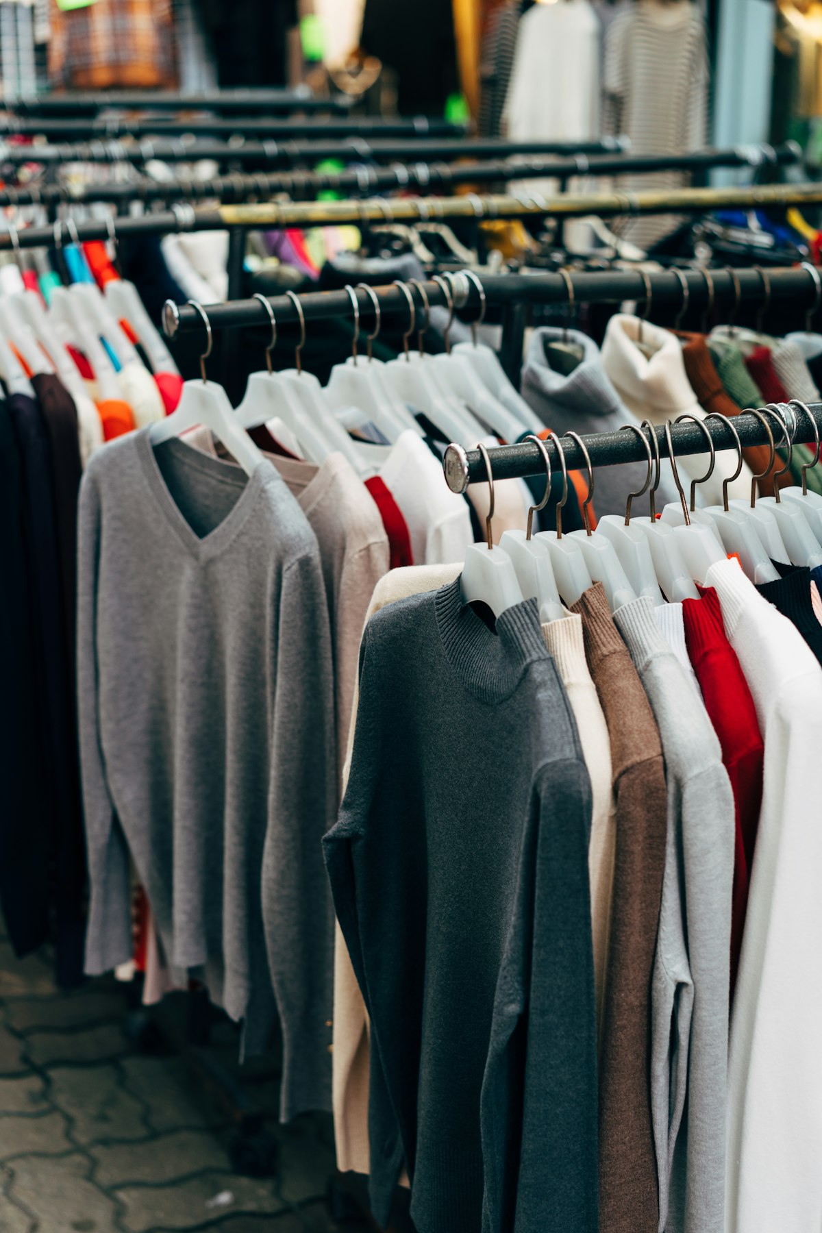 Racks of quality used clothing